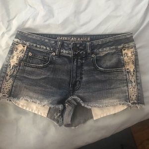 American Eagle Jean Cutoff Shots Lace Detailing